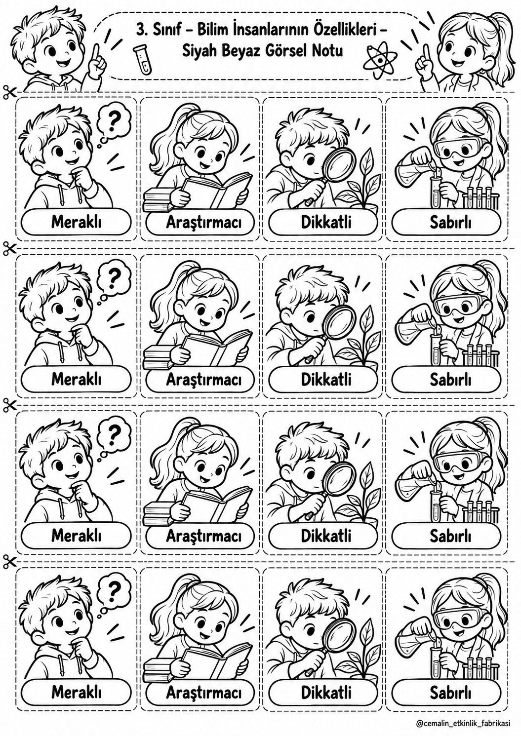 Bilim İnsanlarının Özellikleri Siyah-Beyaz Görsel