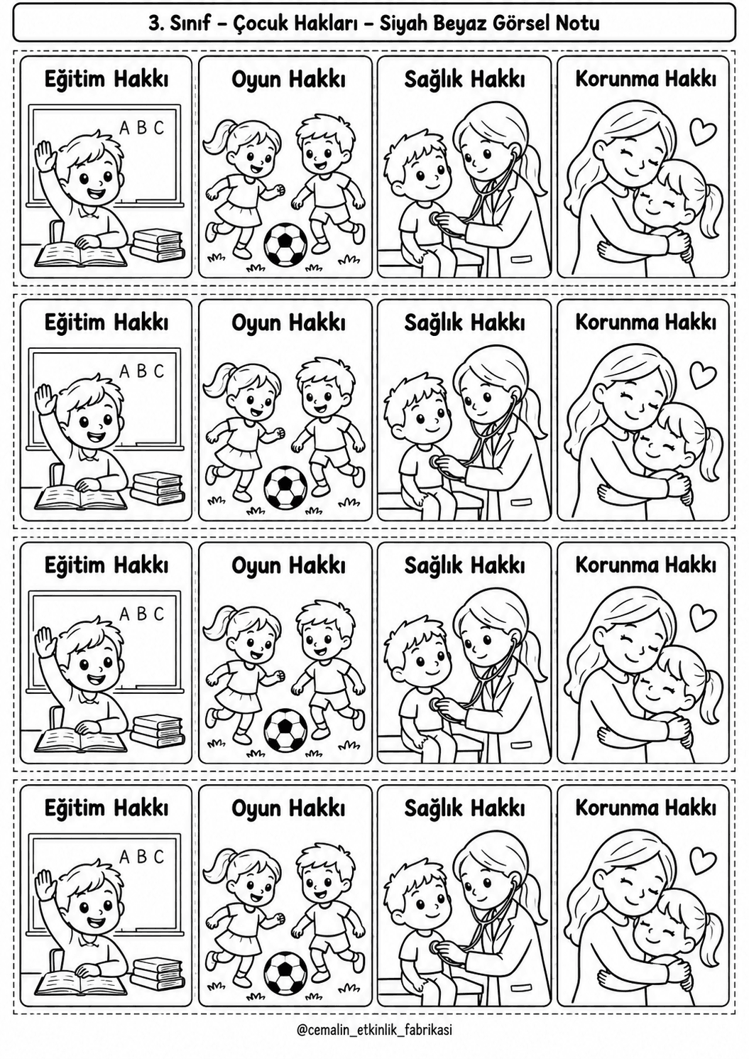 Çocuk Hakları Siyah-Beyaz Görsel
