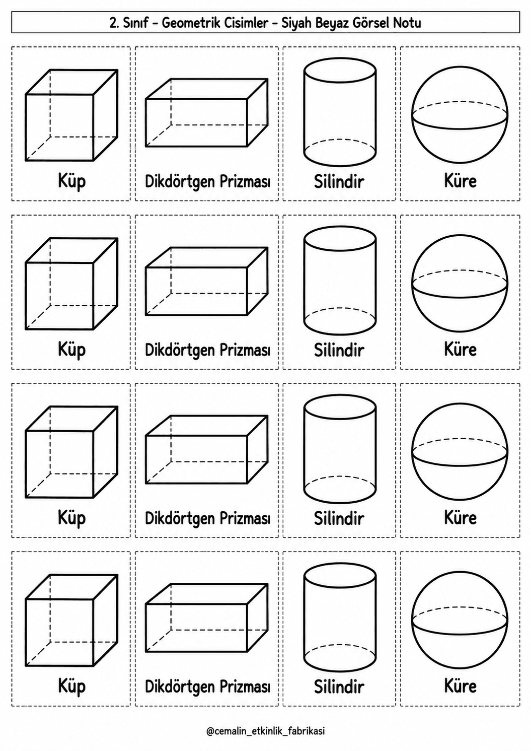 Geometrik Cisimler Siyah-Beyaz Görsel