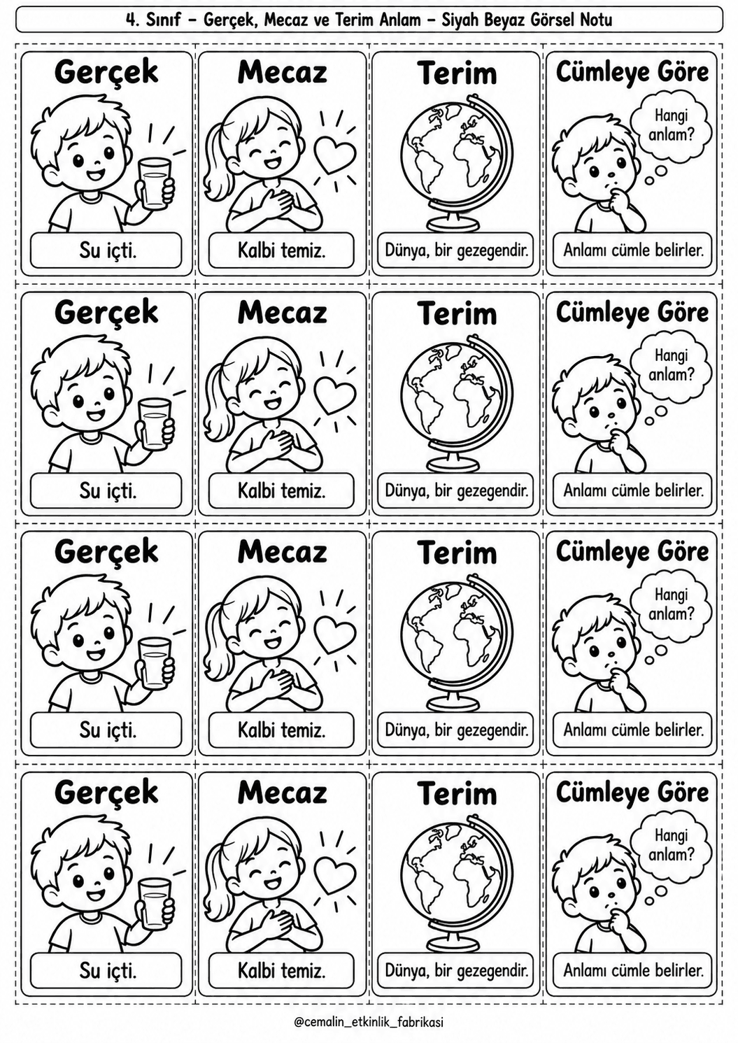 Gerçek, Mecaz Ve Terim Anlam Siyah-Beyaz Görsel