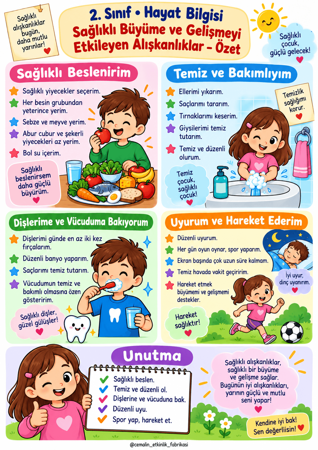 2. Sınıf Hayat Bilgisi – Sağlıklı Büyüme Ve Gelişmeyi Etkileyen Alışkanlıklar | 7, 8. Haftalar