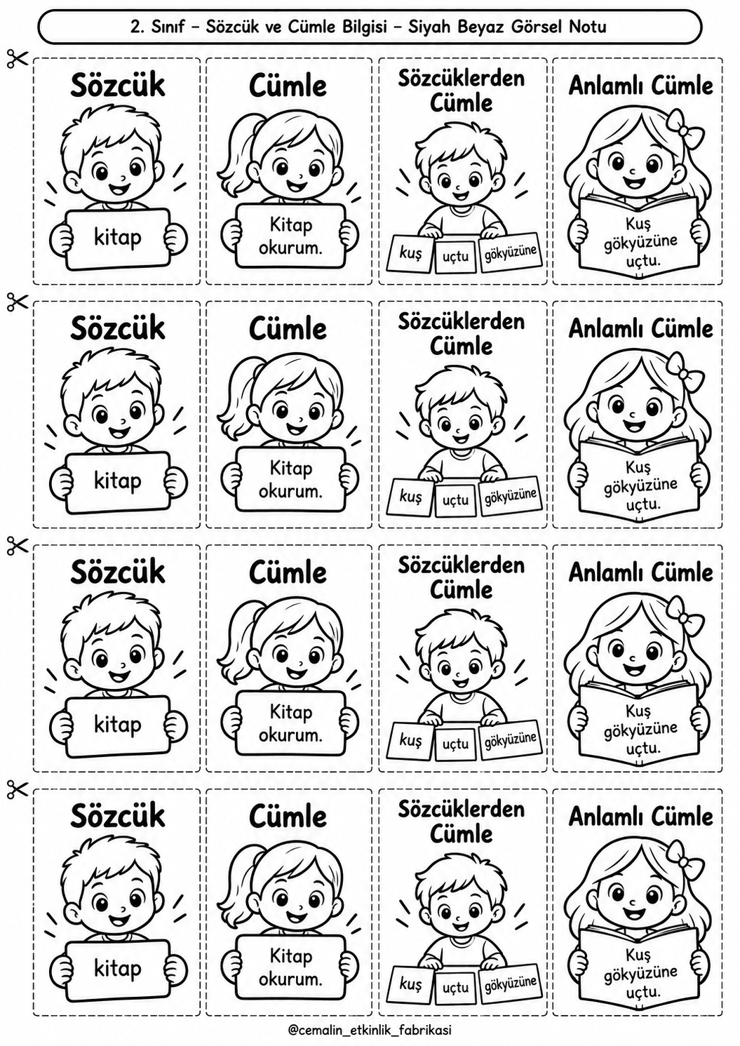 Sözcük Ve Cümle Bilgisi Siyah-Beyaz Görsel