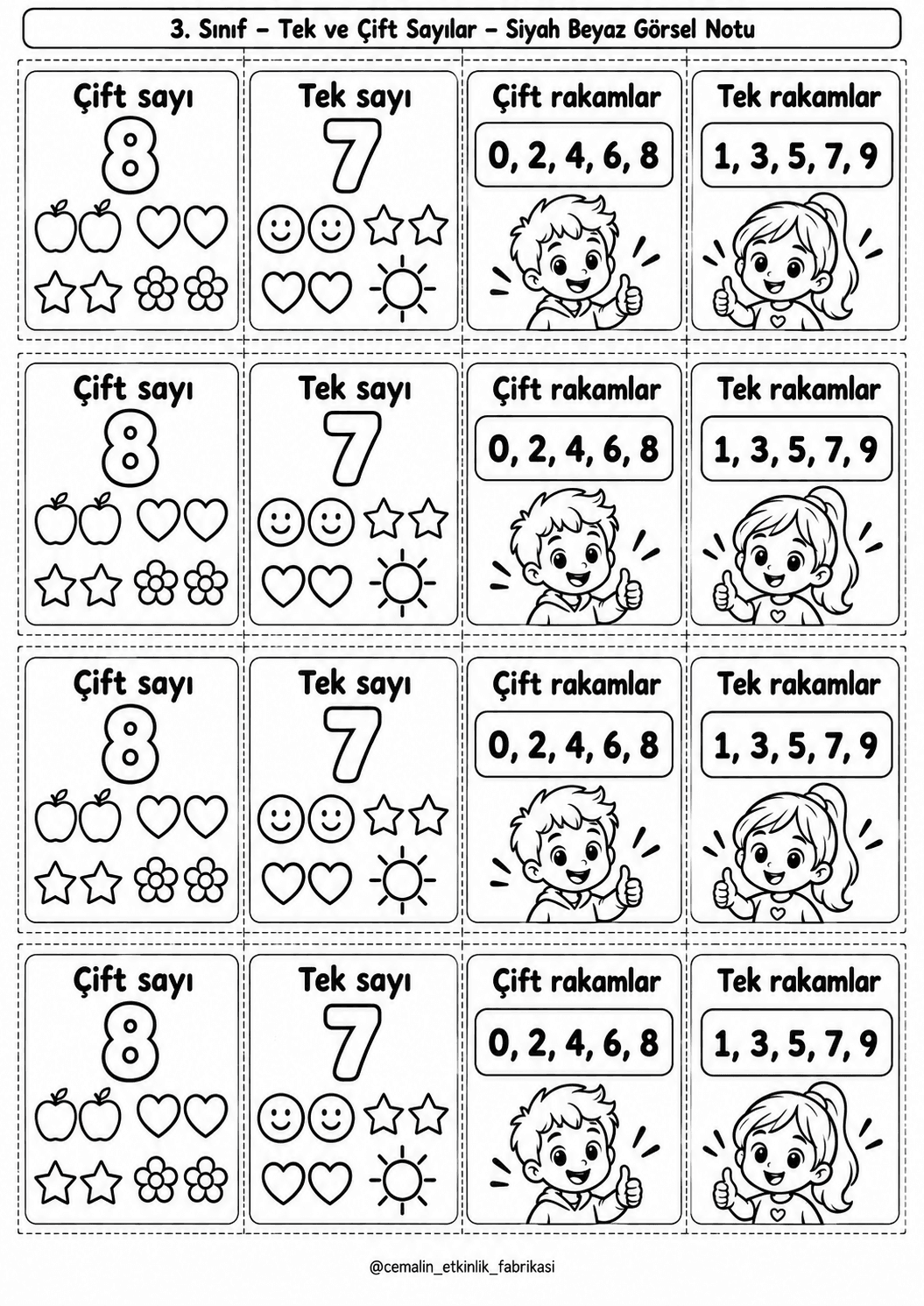 Tek Ve Çift Sayılar Siyah-Beyaz Görsel