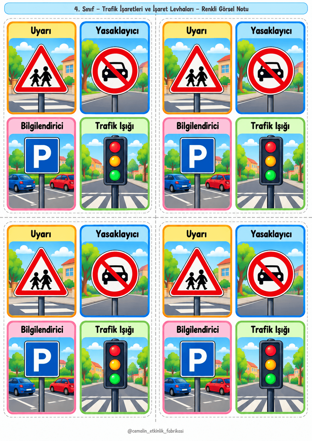 Trafik İşaretleri Ve İşaret Levhaları Renkli Görsel